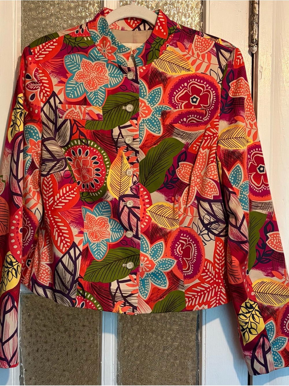 Parisian Signature Vibrant Floral Print Women's Jacket. Size 10. VGUC